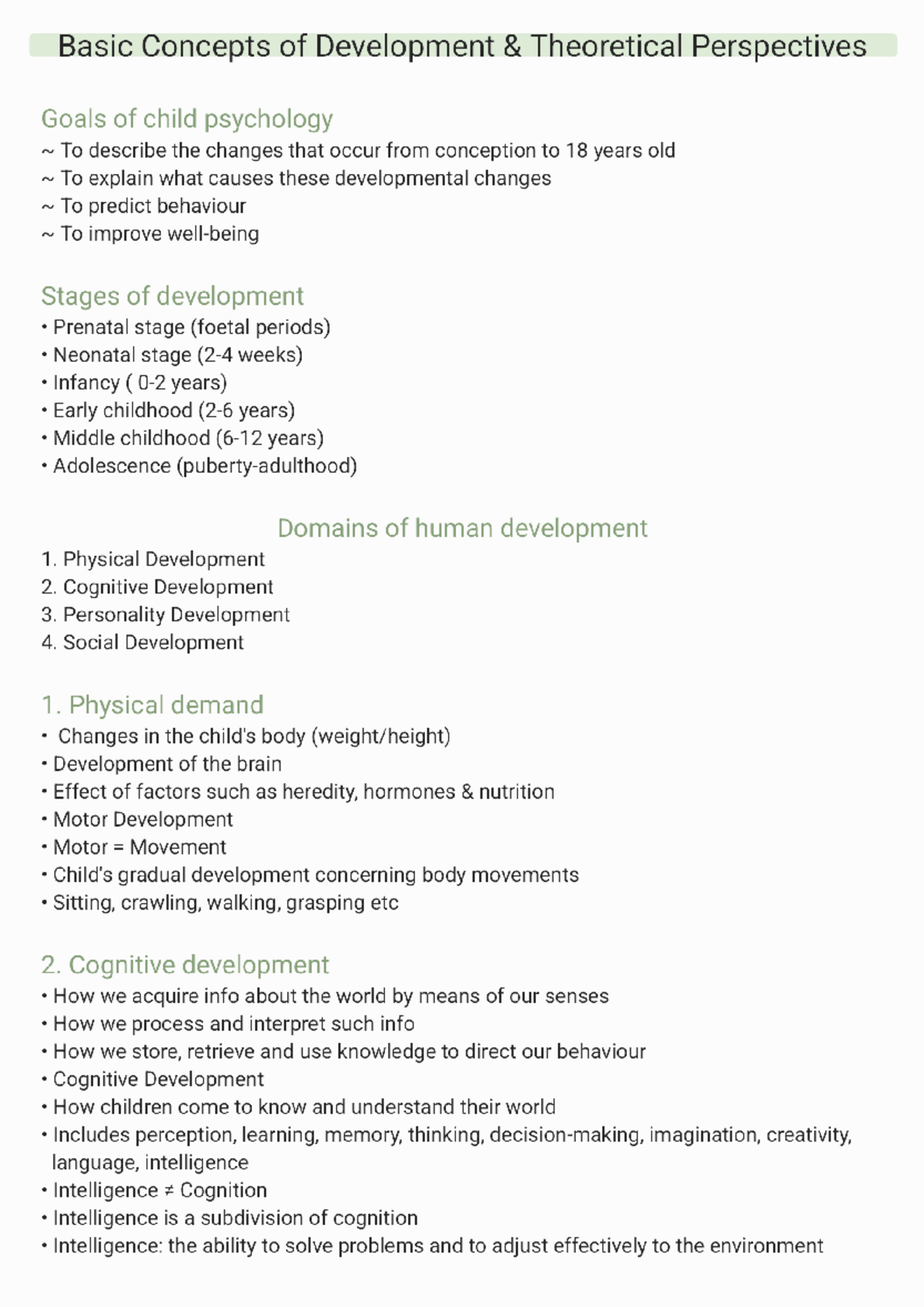 PSYC211 Study Unit 1: Child Development Theories and Stages - Studocu