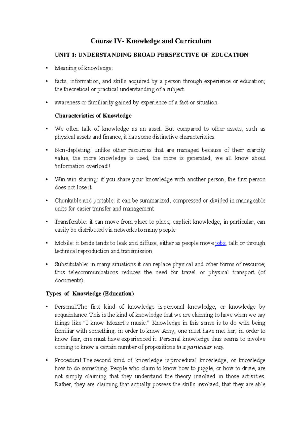 371662454 Knowledge and Curriculum pdf - Course IV- Knowledge and ...