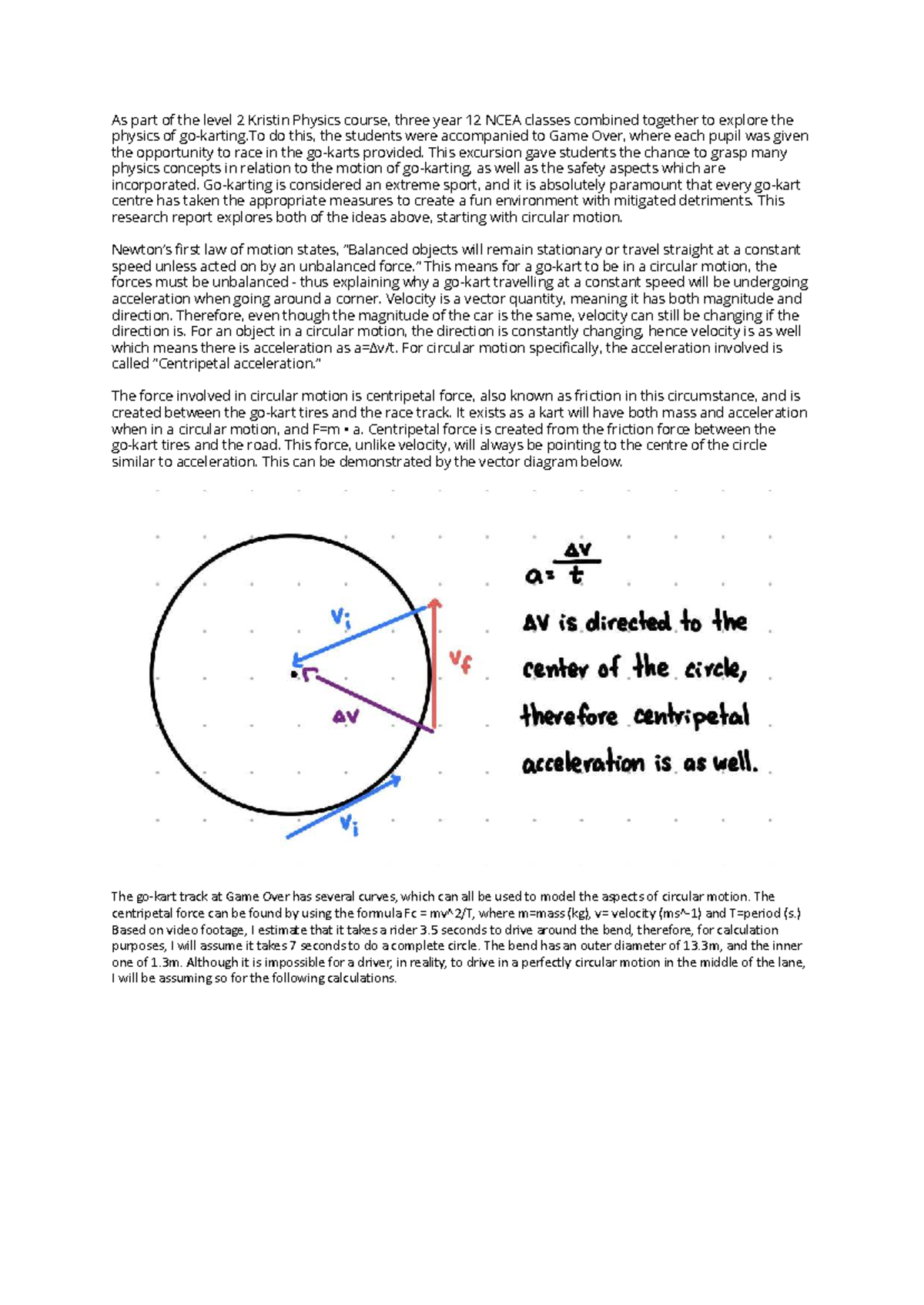 Physics 2.2 Research: Exploring Circular Motion and Safety in Kart ...