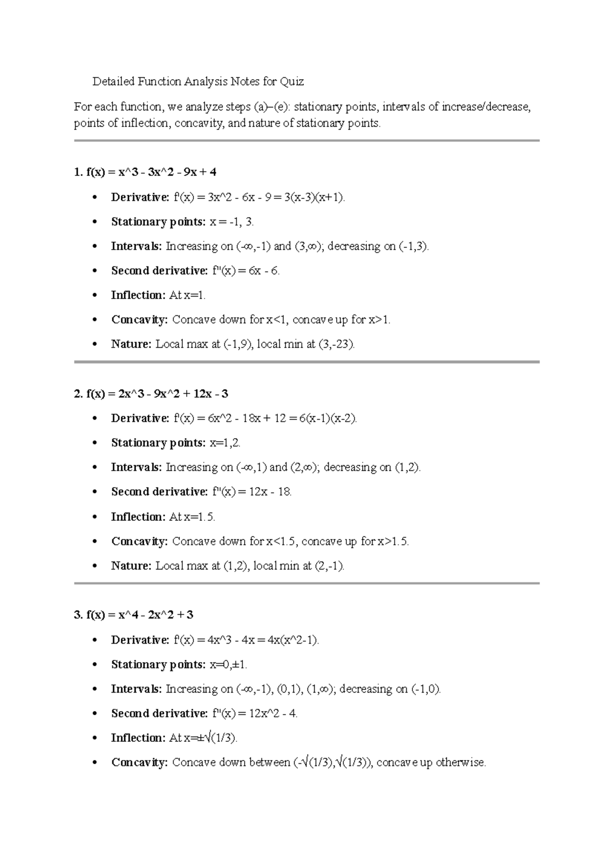 Function Analysis Notes for Quiz (Course Code: 5.1) - Studocu