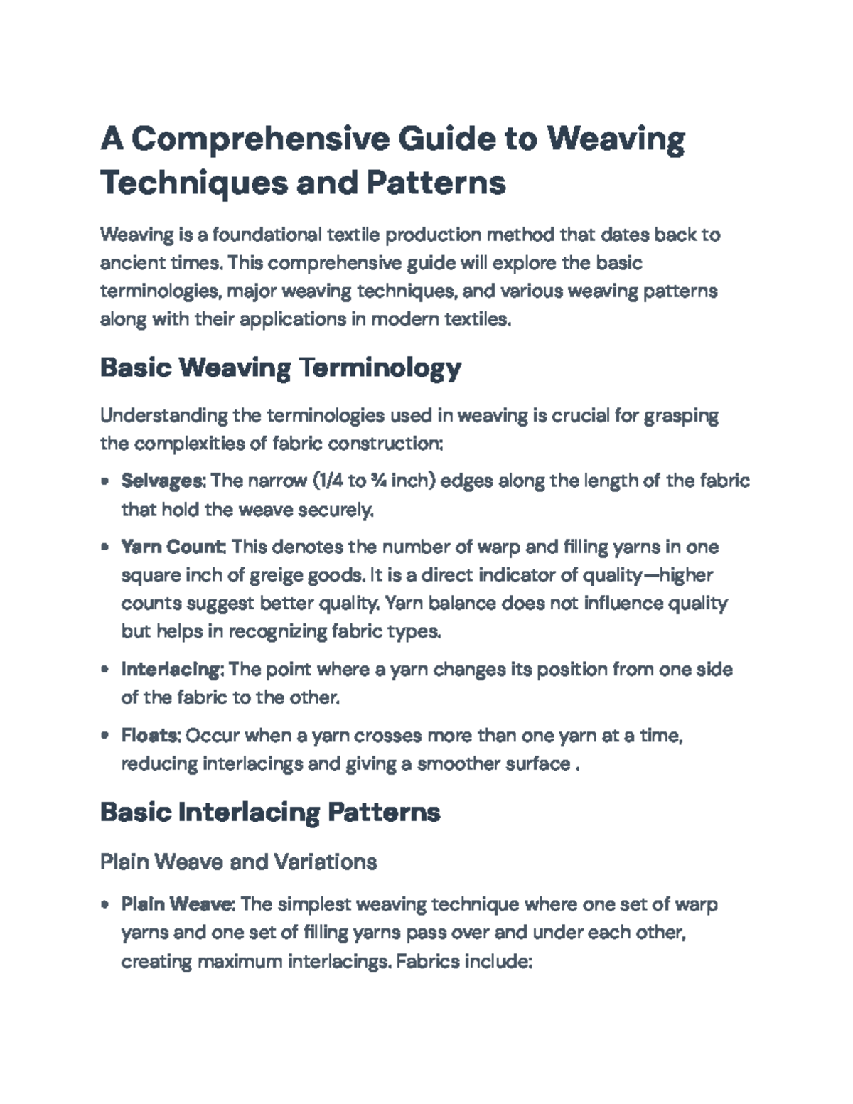 A Comprehensive Guide to Weaving Techniques and Patterns - A ...
