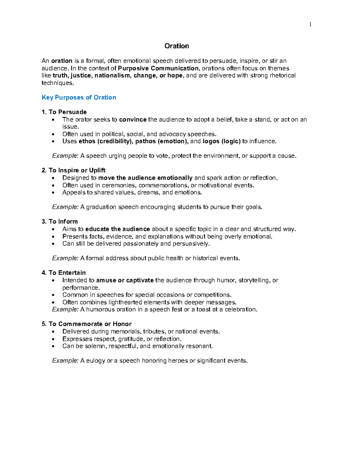 Finals-5-Oration Notes: Key Elements and Techniques in Oratory - Studocu