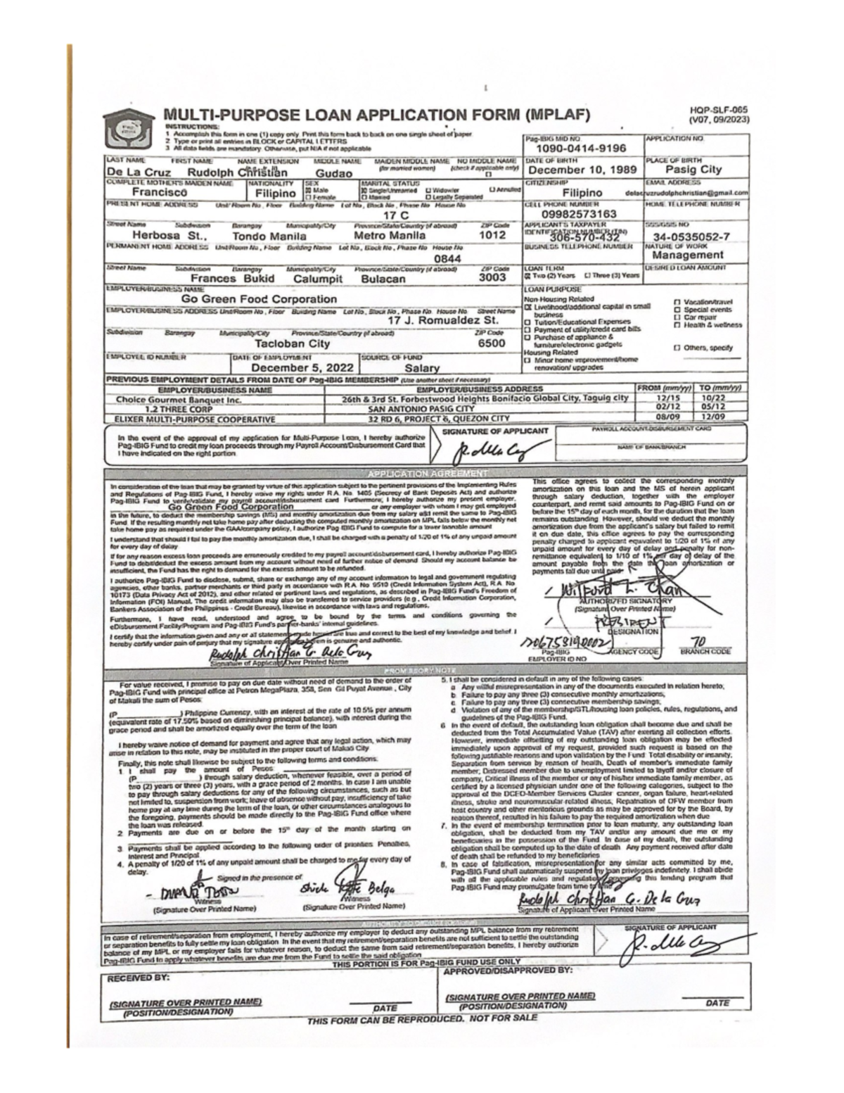 Multi- Purpose LOAN Application FORM Front page - Human behavior - Studocu
