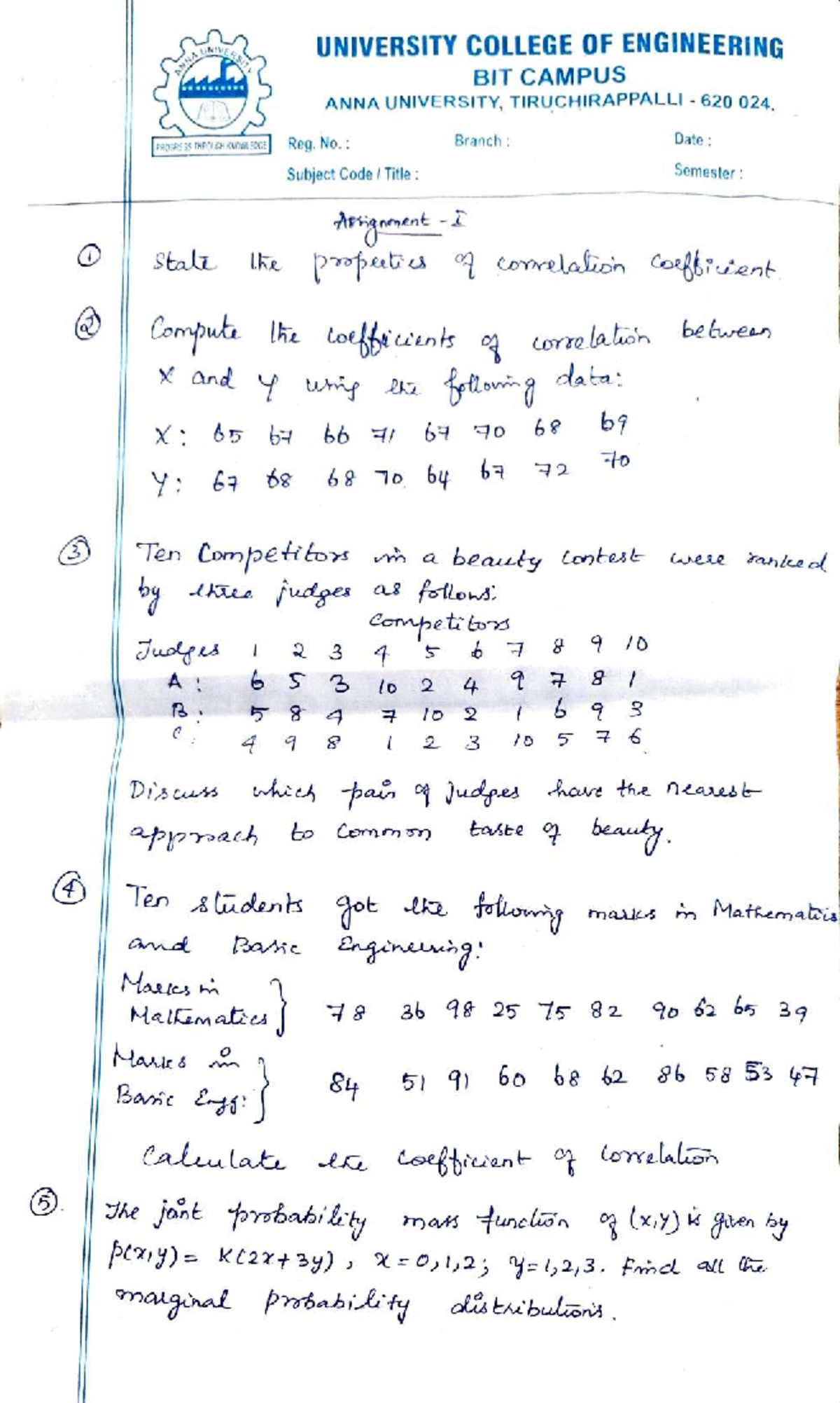 Correlation Coefficient and Probability Distributions - Engineering ...