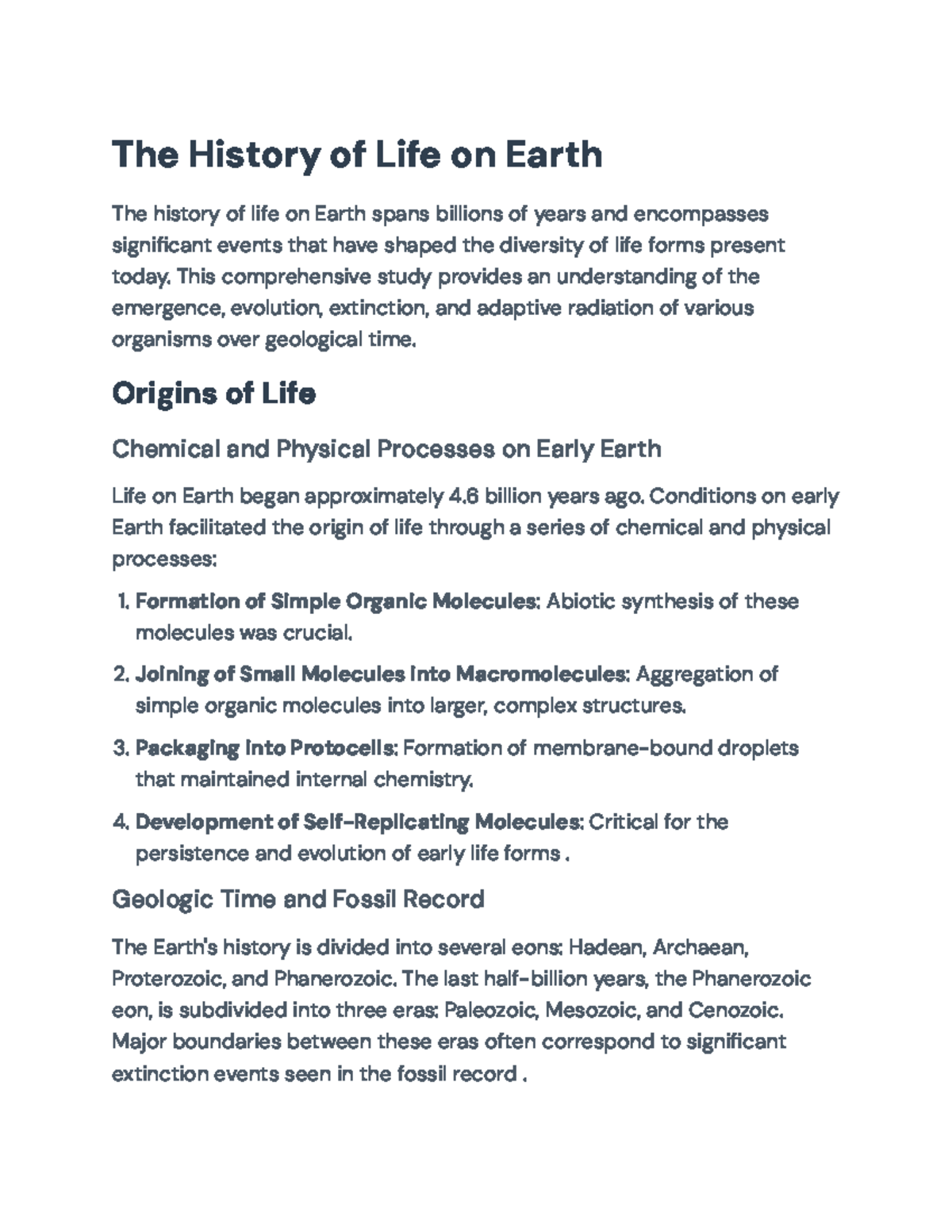 The History of Life on Earth: Evolution and Extinction Events - The ...