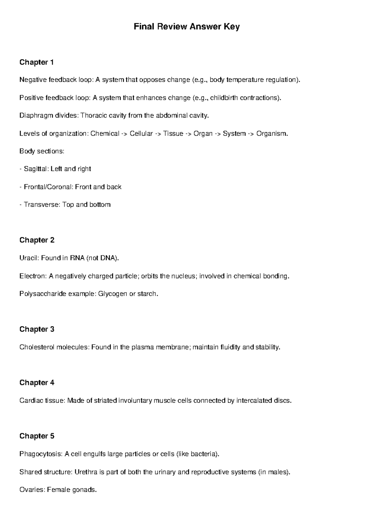 Final Exam Review Answer Key: Key Concepts from Chapters 1-14 - Studocu