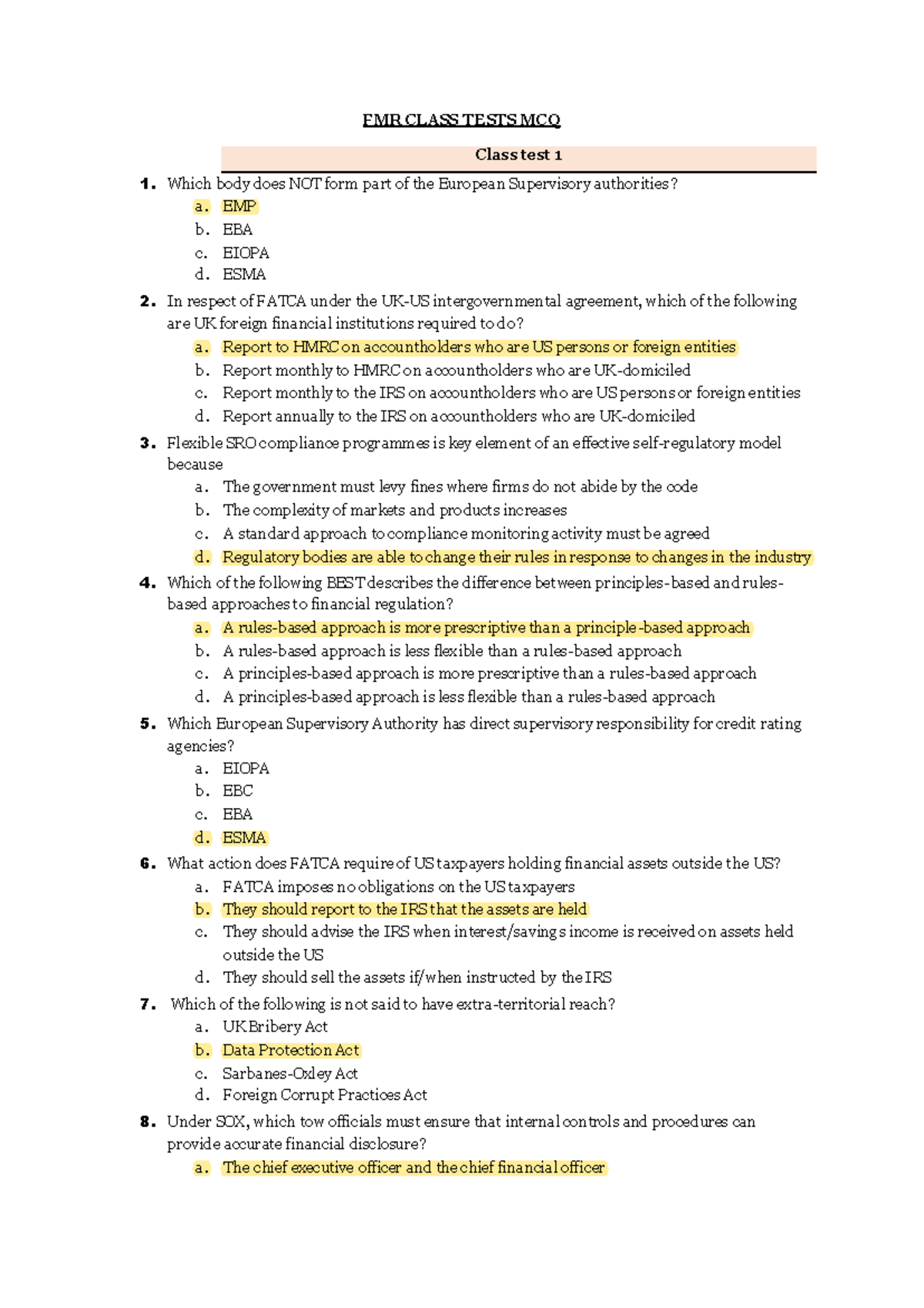FMR MCQs Final Exam - Comprehensive Review for Students - Studocu