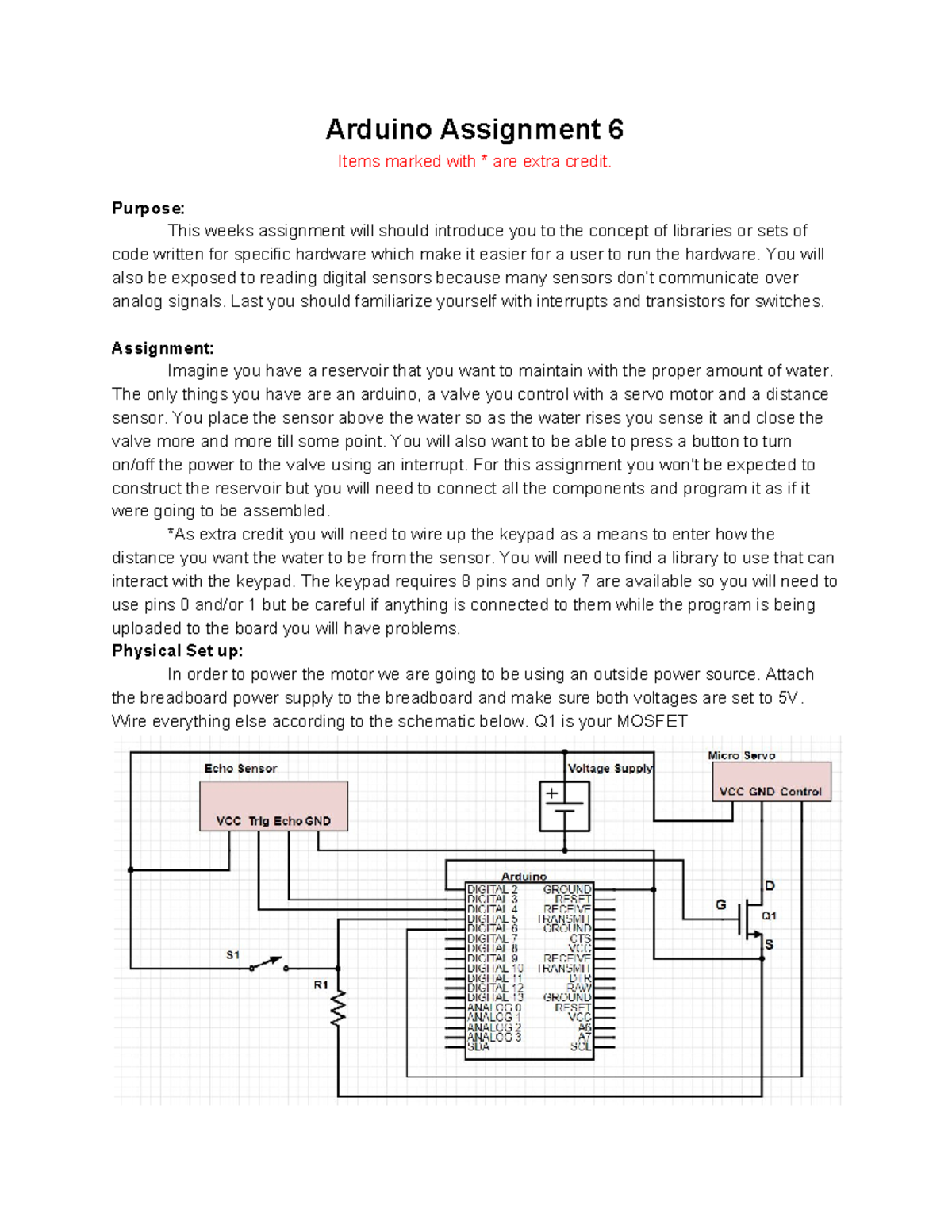 Arduino Assignment 6 - ardu6 - Arduino Assignment 6 Items marked with ...