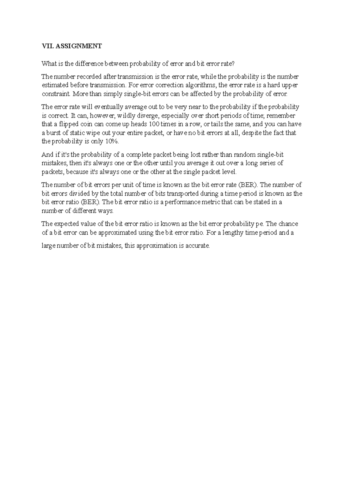 Assignment in Digital Modulation - VII. ASSIGNMENT What is the ...