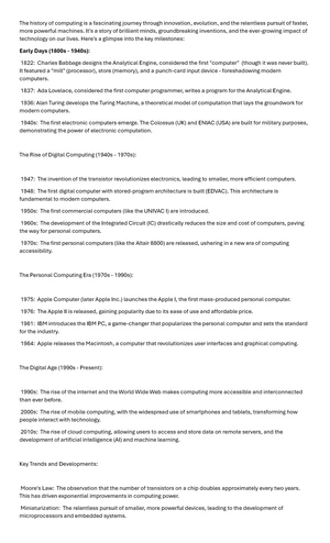 CS101: Week 2 - The Evolution of Computer Hardware & Software - Studocu