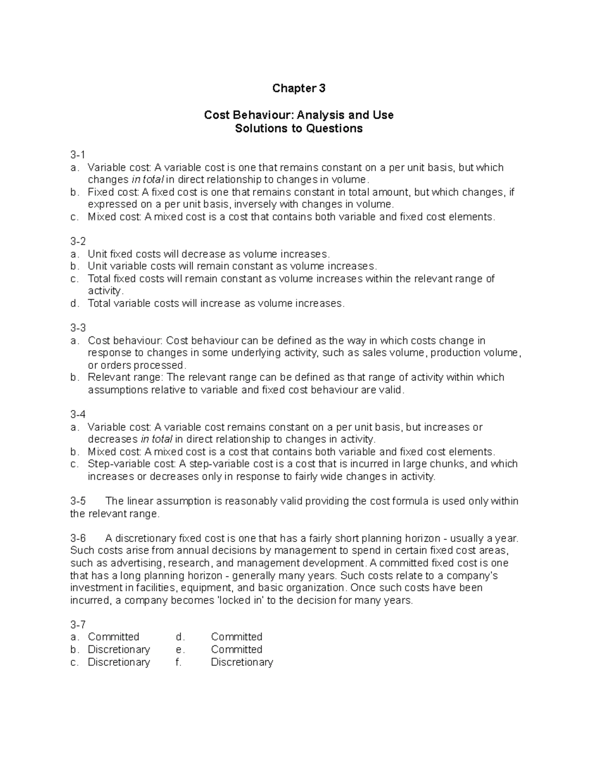 Comprehensive Guide to Cost Classification & Behavior in ACC 101 - Studocu