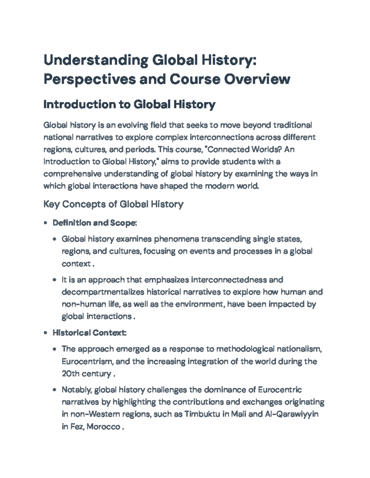 Global History 2B: Lecture 01 - Intro to Concepts & Course Structure ...