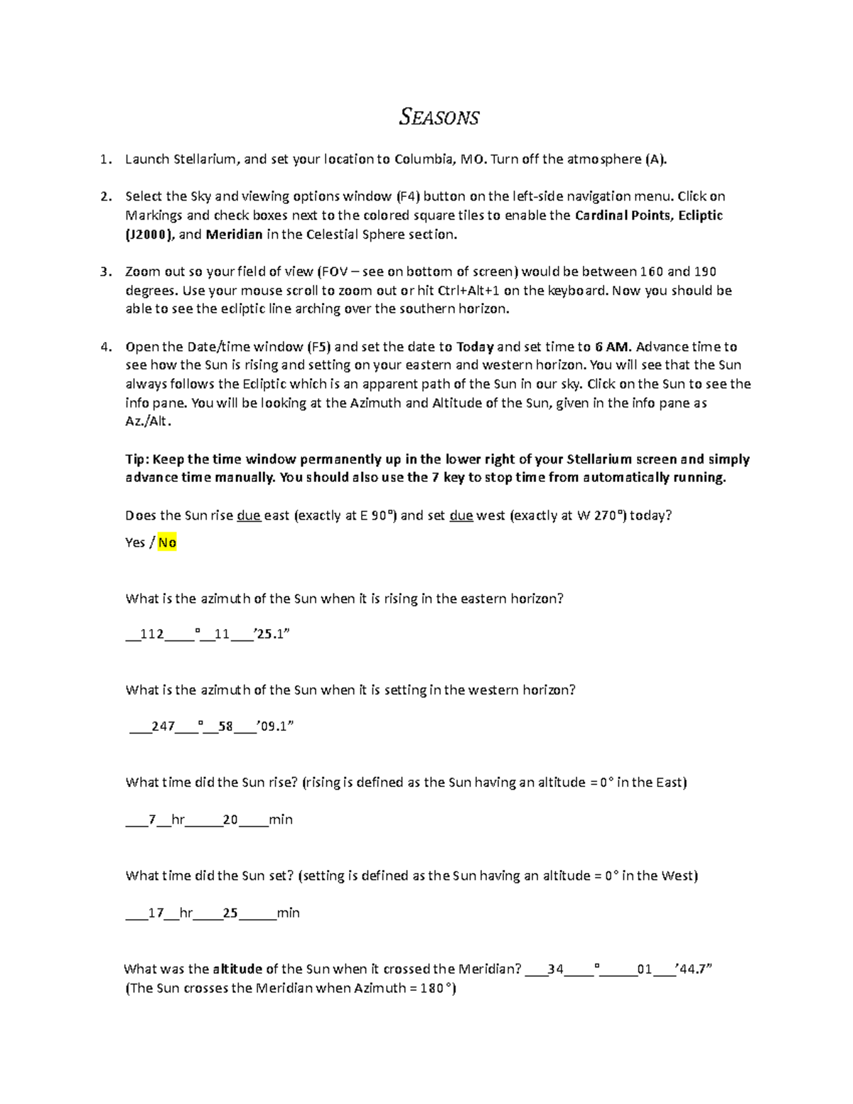 Astro Lab 3: Understanding Seasonal Sun Patterns and Ecliptic Motion ...