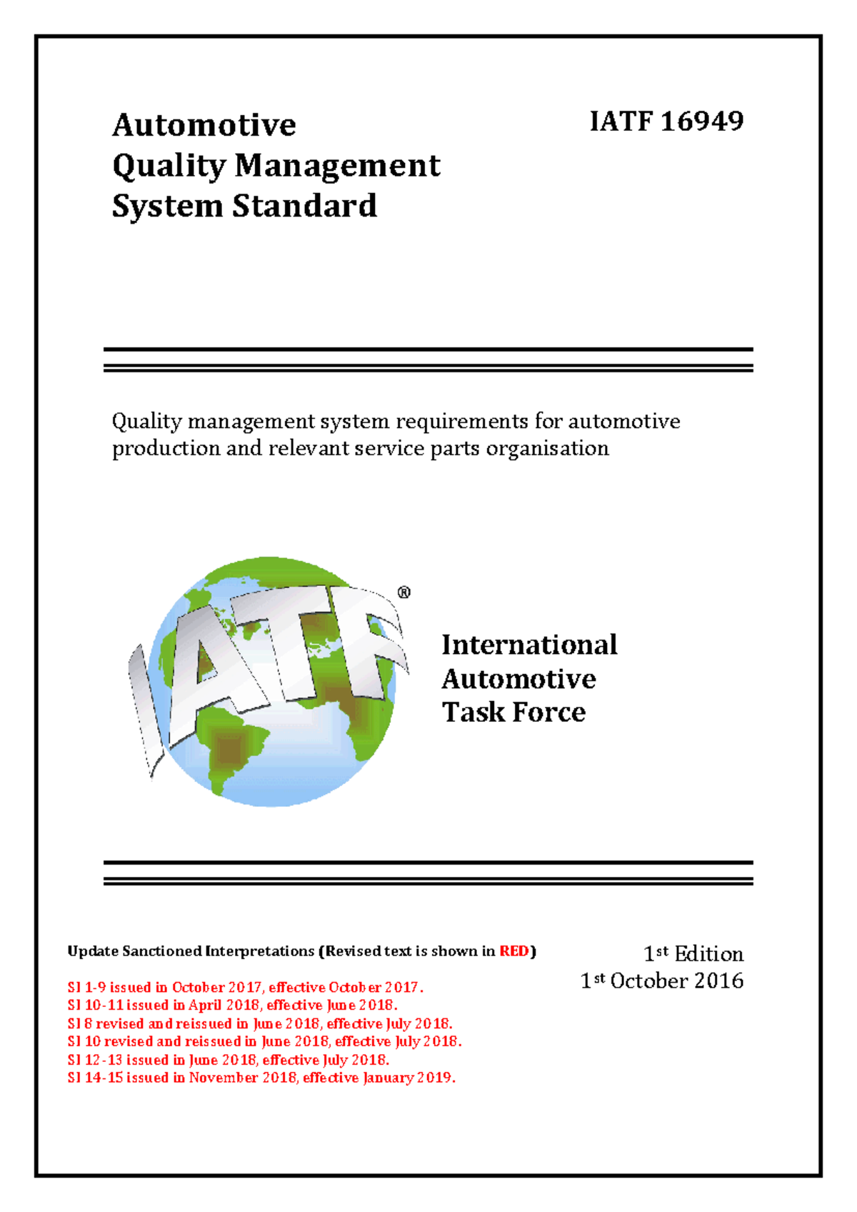 IATF 16949:2016 Quality Management System Requirements Overview - Studocu