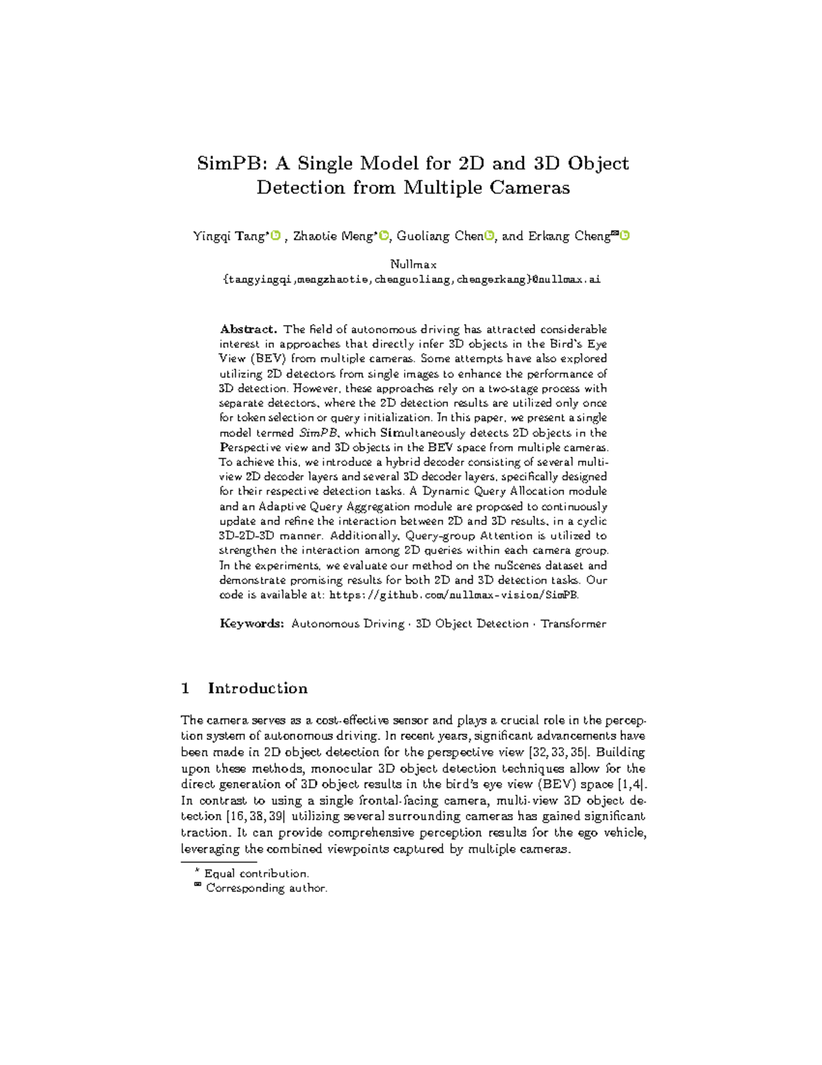 SimPB: Unified 2D and 3D Object Detection Model for Autonomous Driving ...