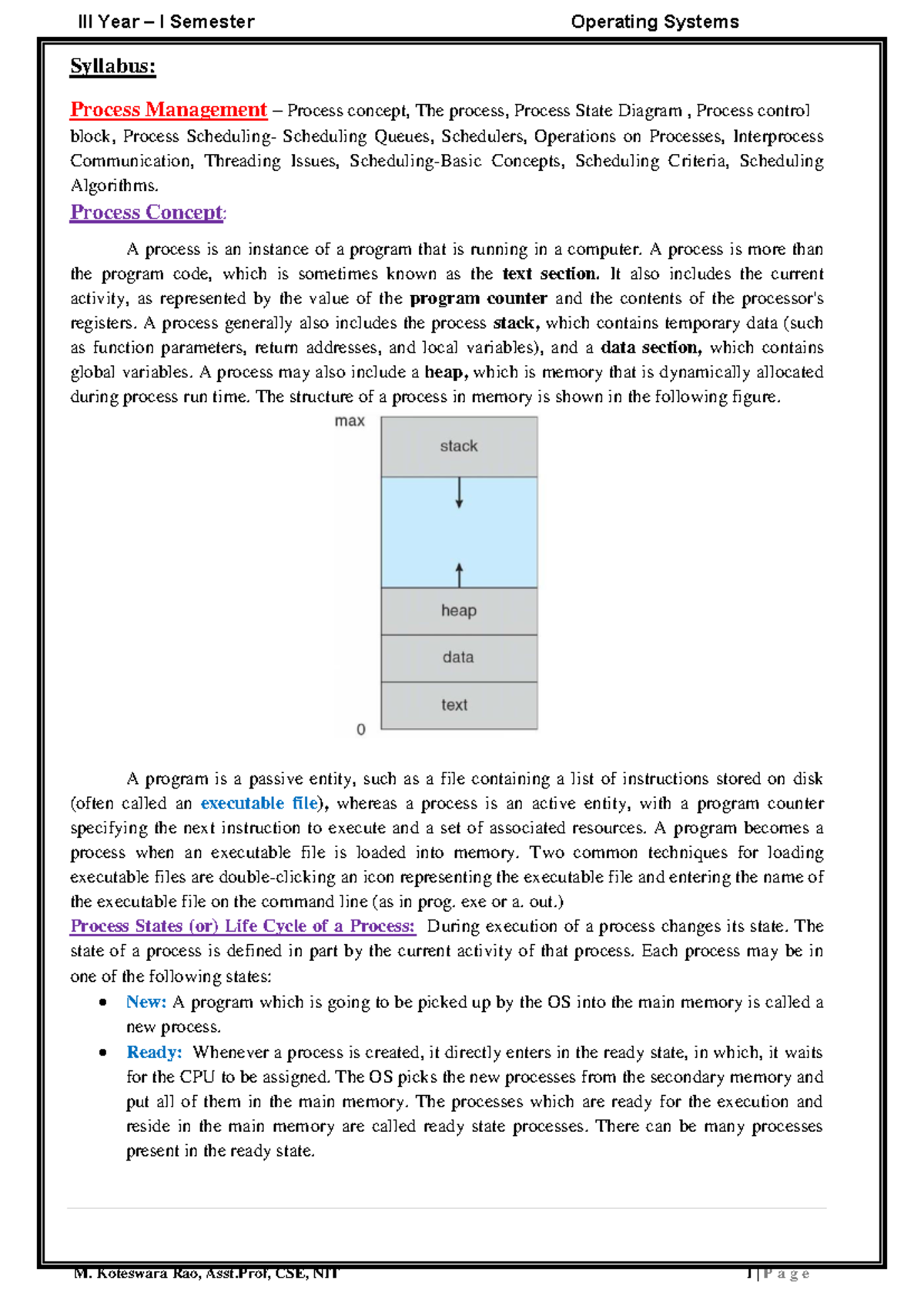 Process Management Concepts - Lecture Notes for UNIT 2 OS - Studocu