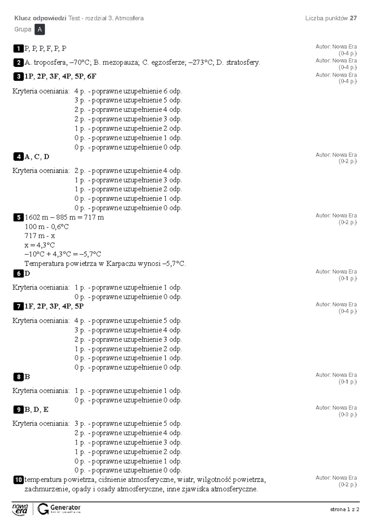 Atmosfera Sprawdzian Nowa Era Odpowiedzi www.studocu.com