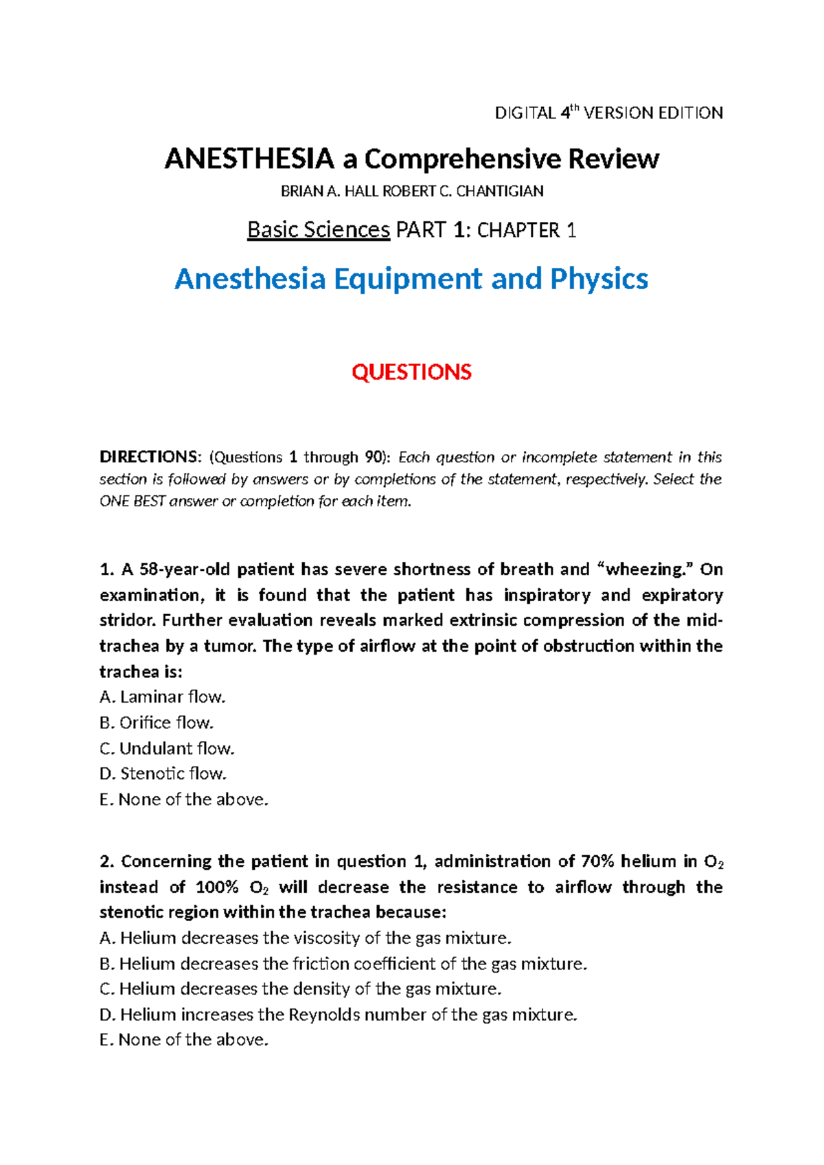 Anesthesia a Comprehensive Review 4-6 - DIGITAL 4 th VERSION EDITION ...
