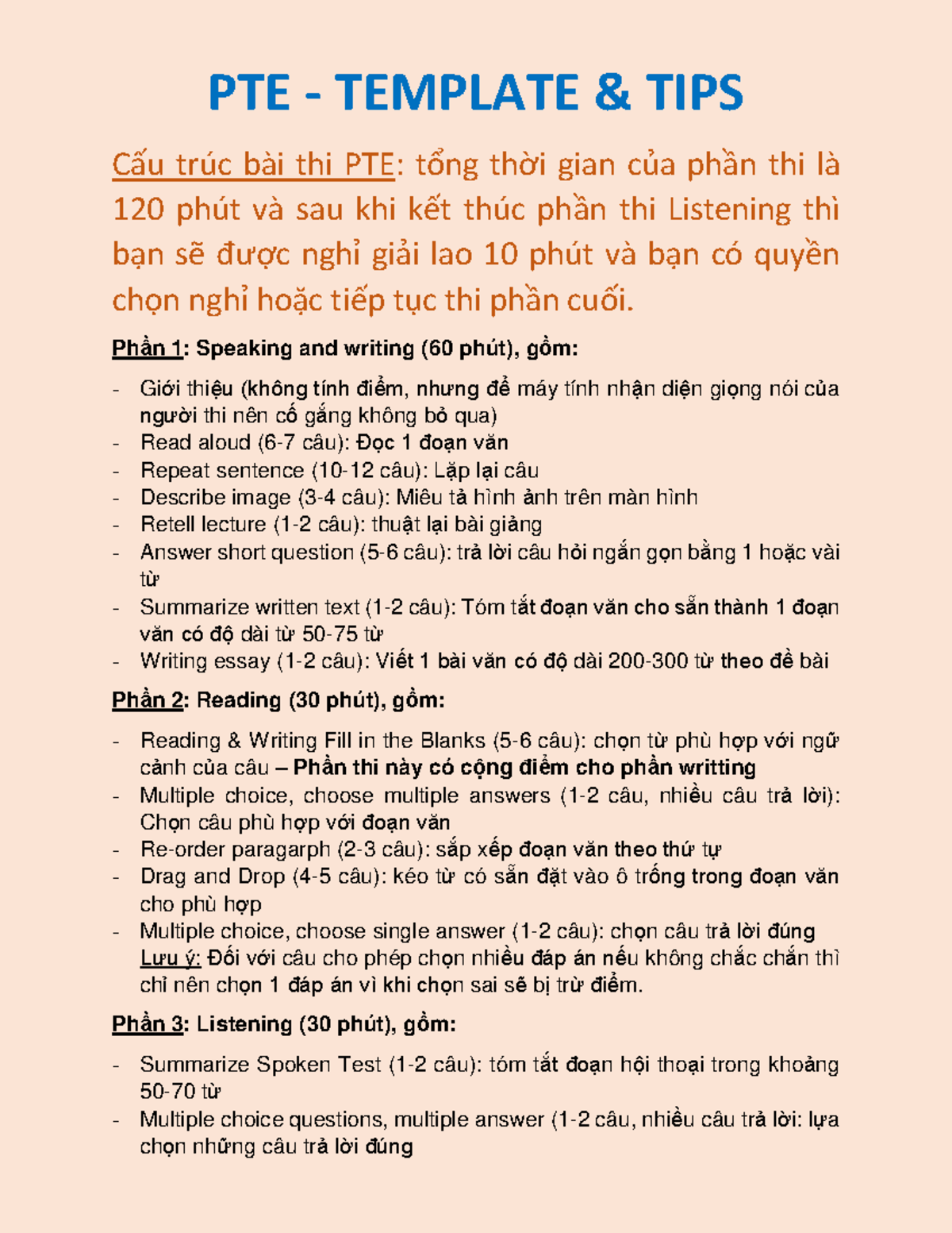 PTE Template & Tips: Comprehensive Guide for Exam Success - Studocu
