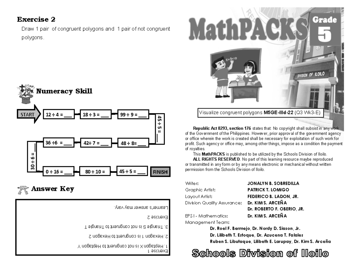 Grade 5 Q3 W3 E - none - Exercise 2 Visualize congruent polygons M5GE ...