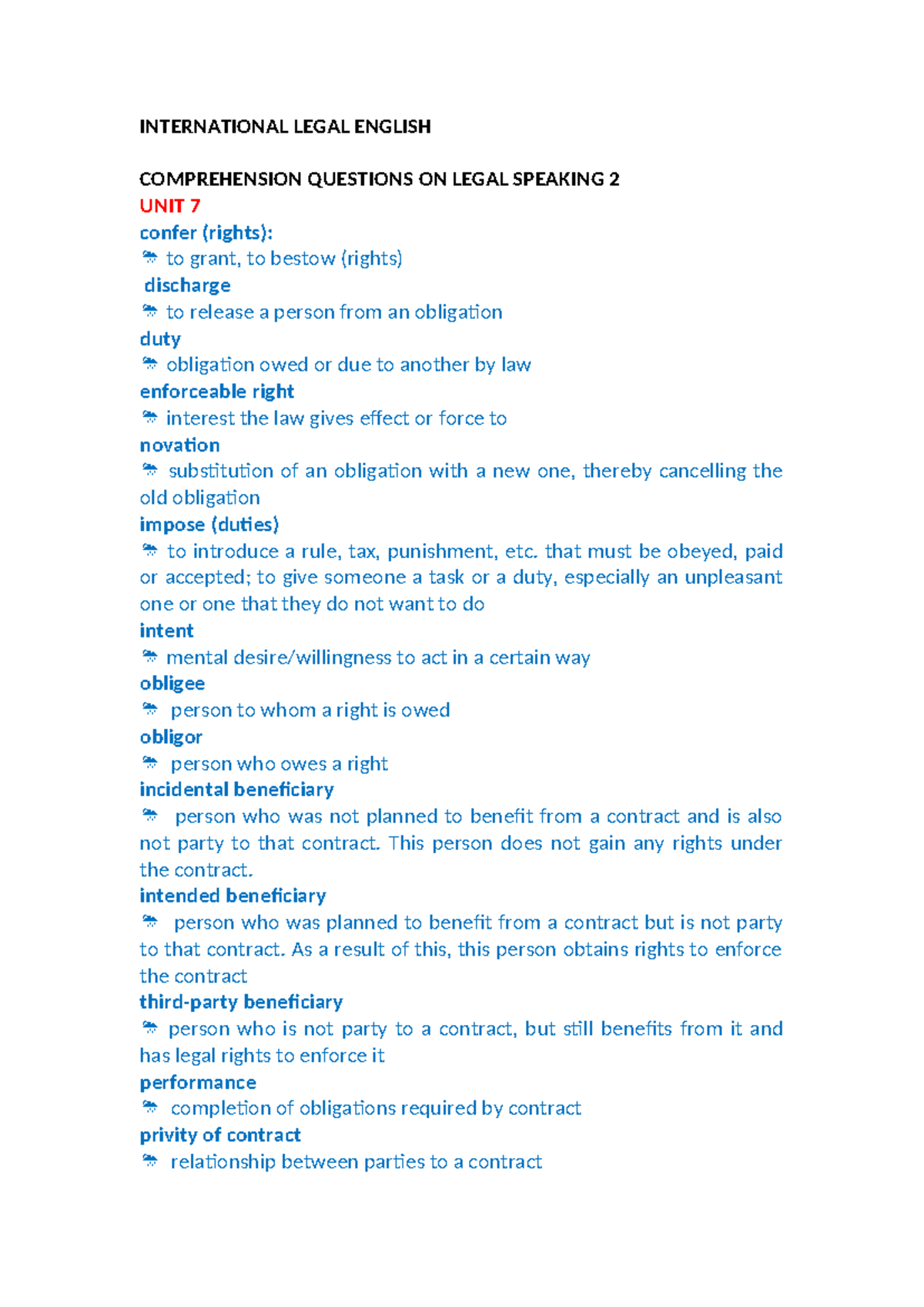 COM-ILE U7 Comprehension Questions on Legal Speaking 2 Case Study - Studocu