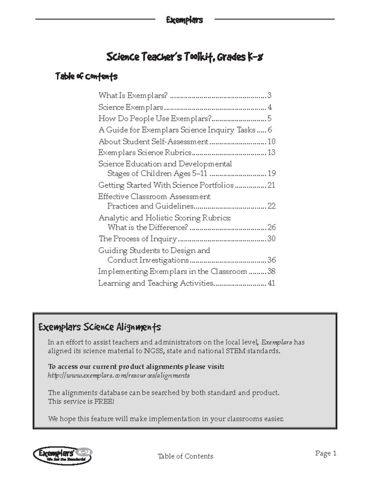 Toolkit - Educational purposes - Page 1 What Is Exemplars? - Studocu