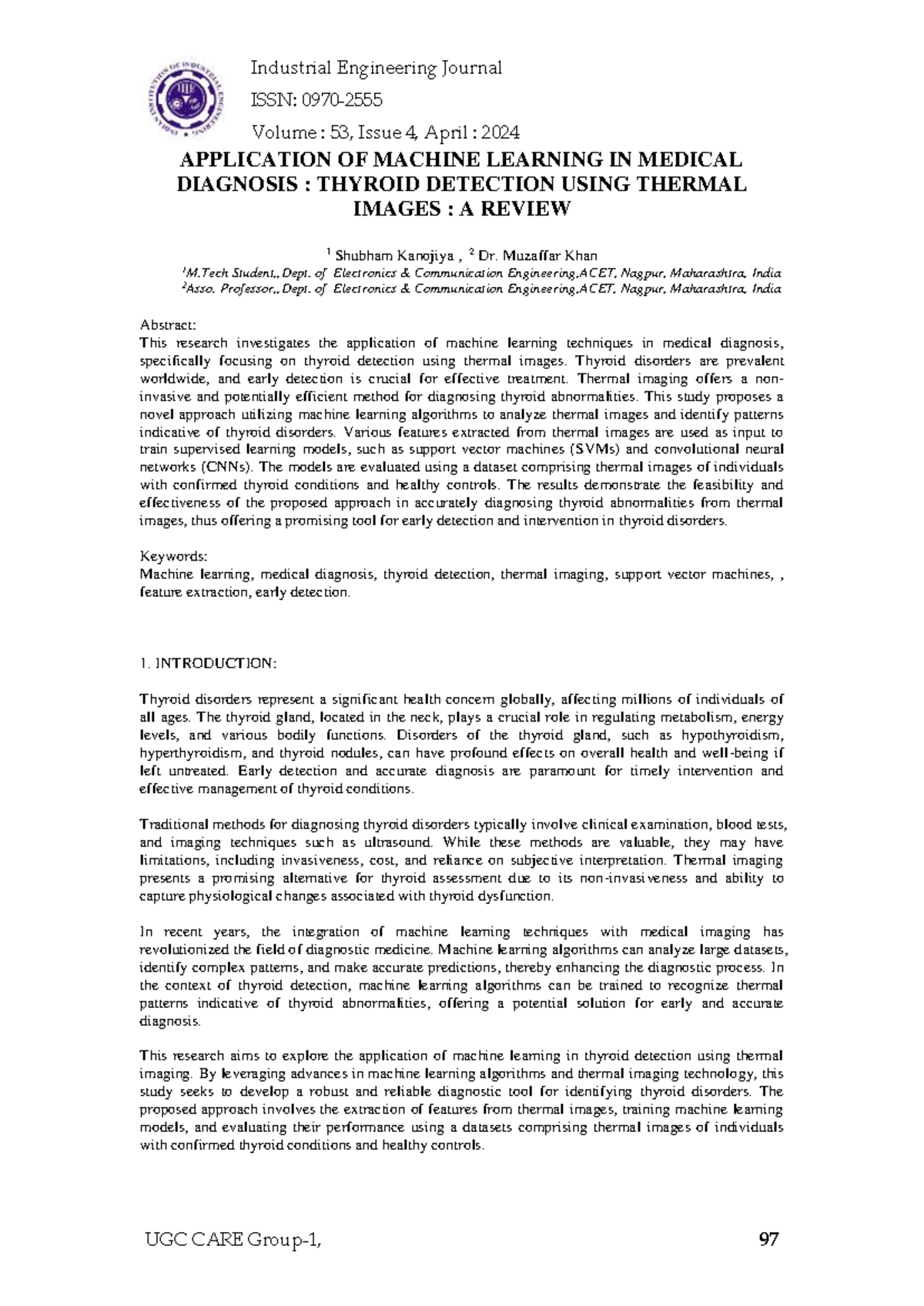 10 online apr thyroid detection - ISSN: 0970- 2555 Volume : 53, Issue 4 ...