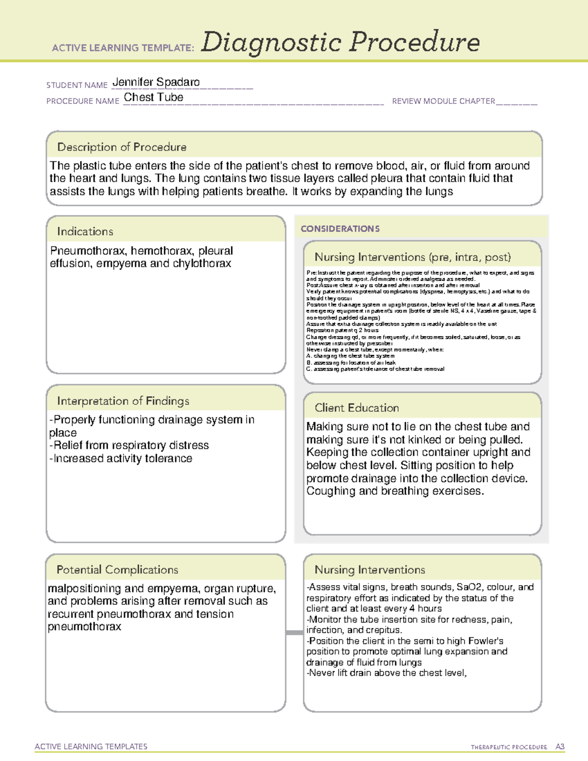 Nursing Considerations for Chest Tube Procedure A: Active Learning ...
