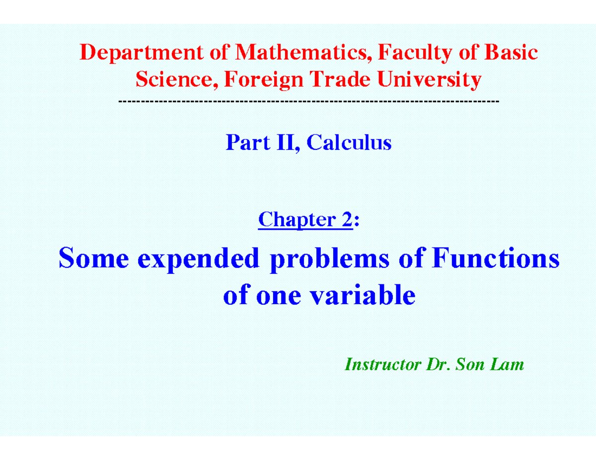 Some expansion problem of function of one variable - Department of ...
