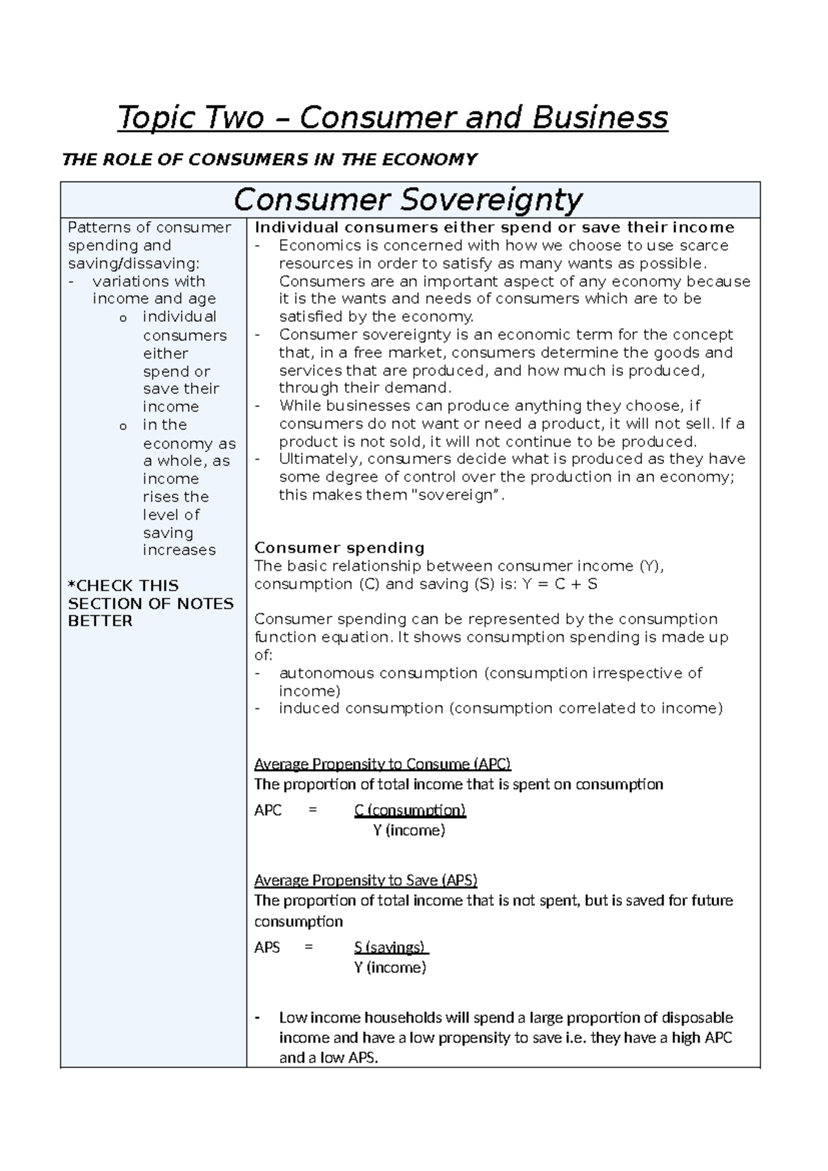 Topic 2 – Consumers and Business: The Role of Consumers in the Economy ...