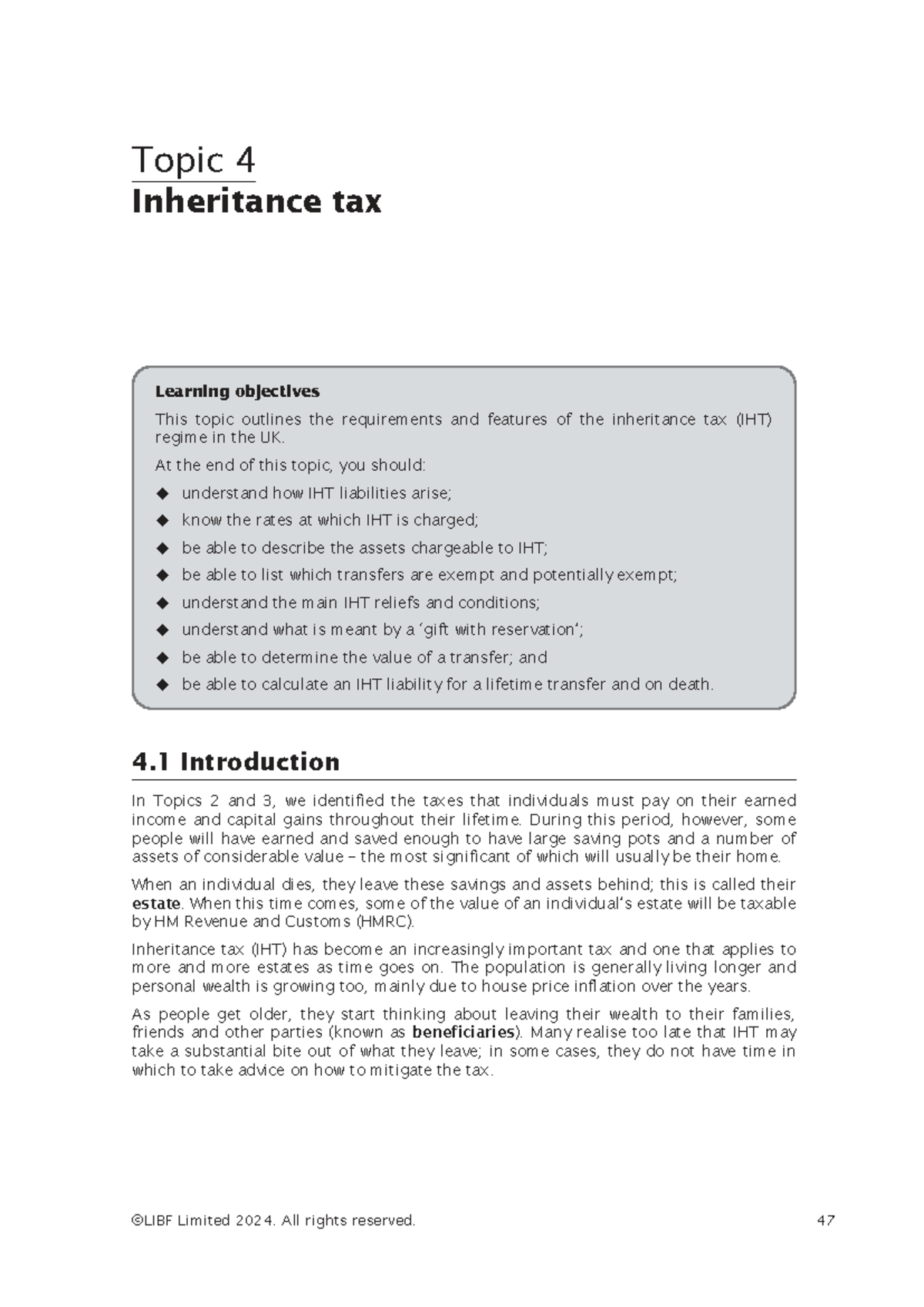 AFA 1 Tax 2024: Understanding Inheritance Tax (IHT) Principles - Studocu