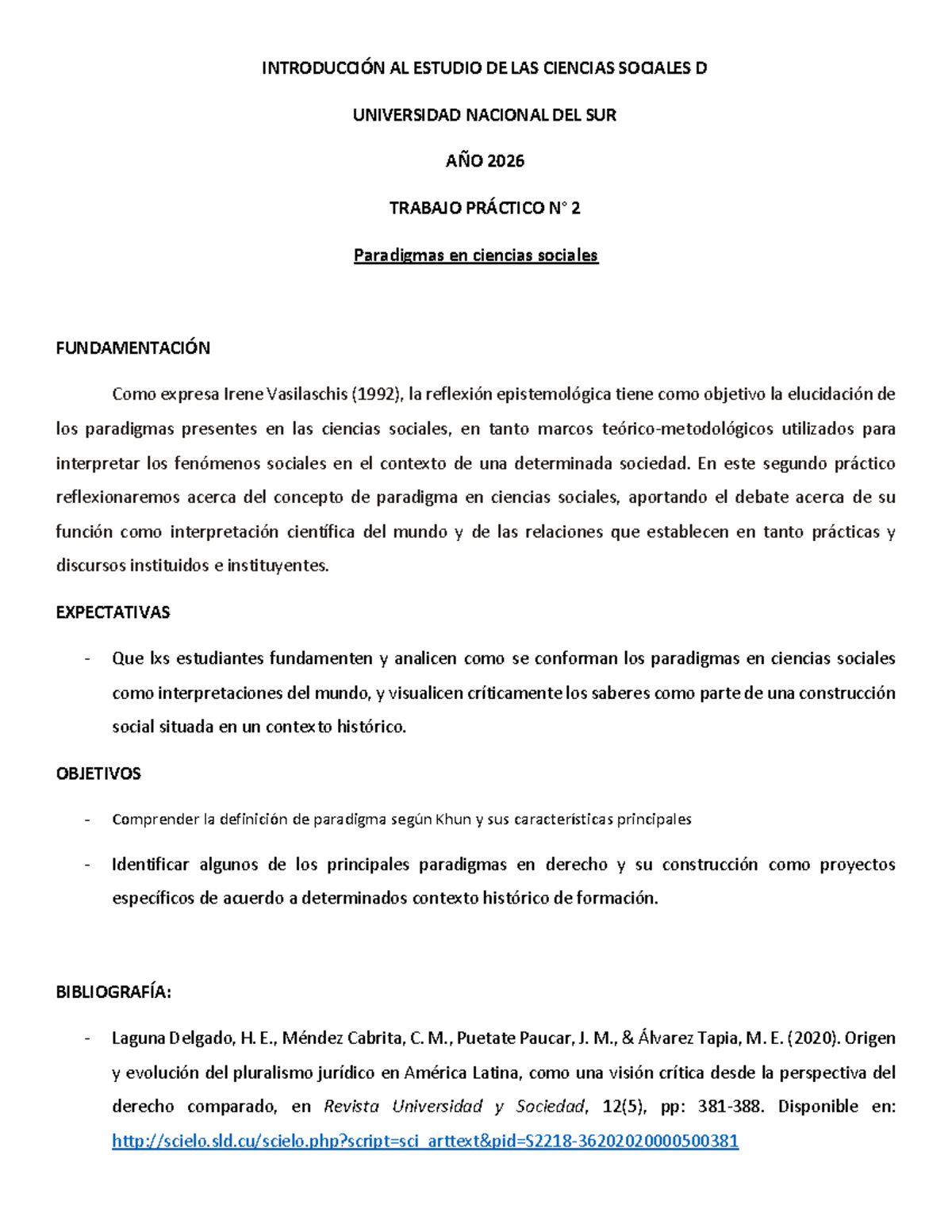 Trabajo Práctico 2 - Paradigmas en Ciencias Sociales - UNS 2026 - Studocu