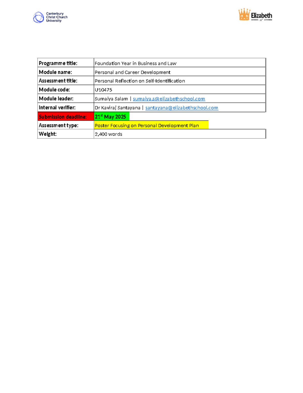 Personal Reflection and Development Plan - U10475 Assessment Poster ...