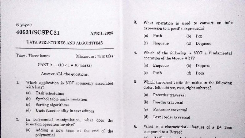 SCSPC21 Data Structures & Algorithms Final Exam Review - Studocu