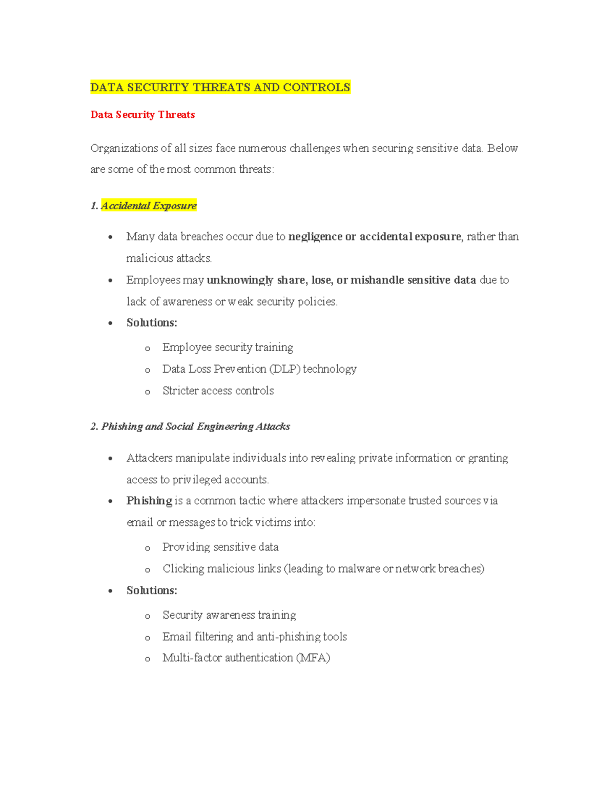 DATA SECURITY THREATS & CONTROLS: Chapter 6.2 Backup & Recovery - Studocu