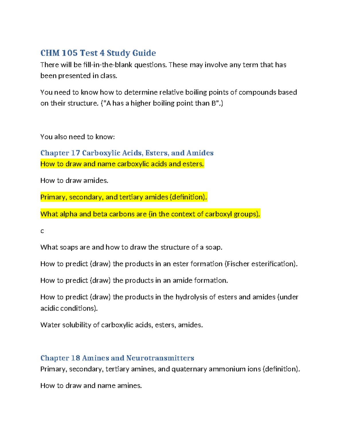 CHM 105 Test 4 Study Guide: Key Concepts & Reactions - Studocu