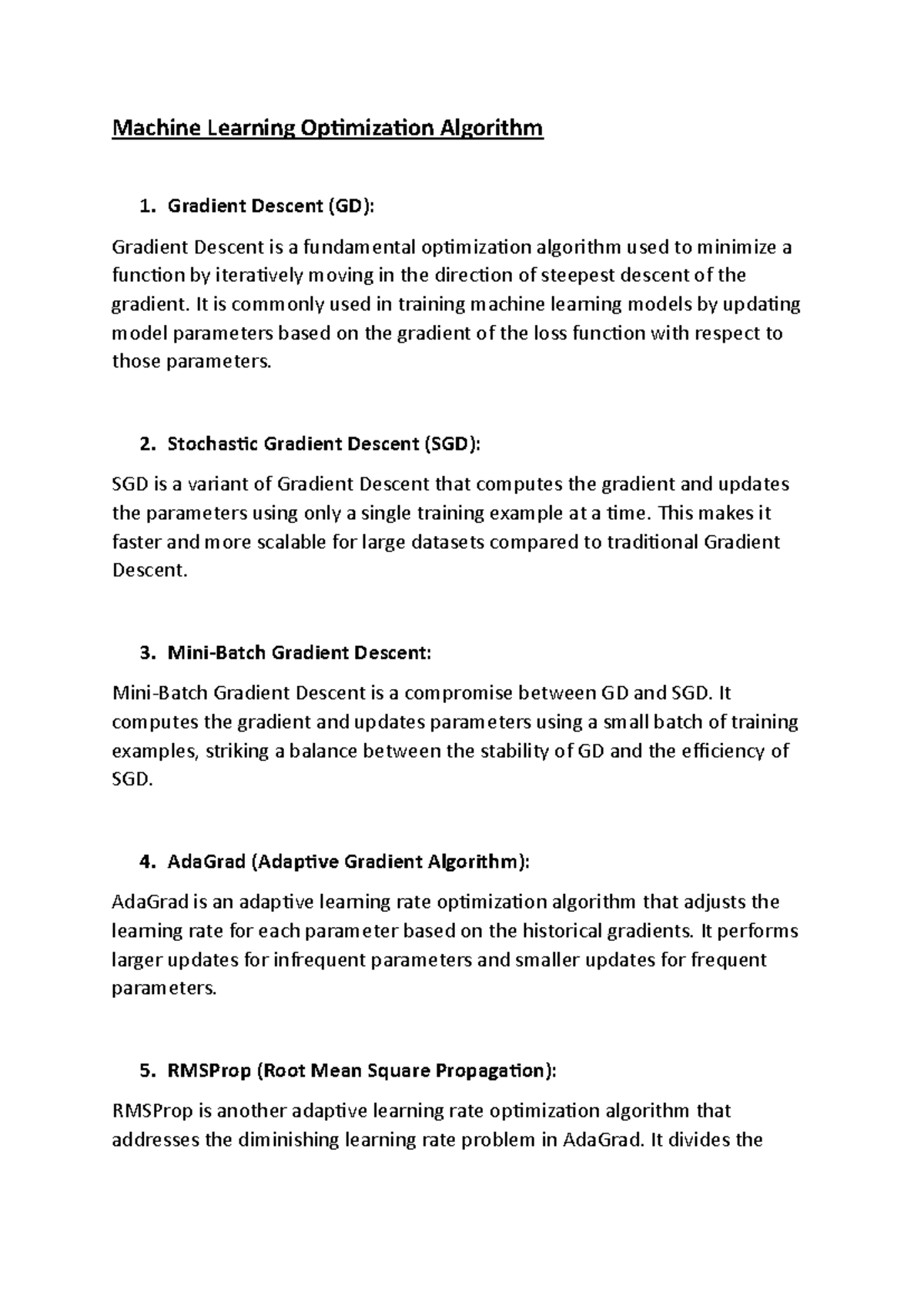Machine learning optimization algorithm - Subal Hemram - Machine ...