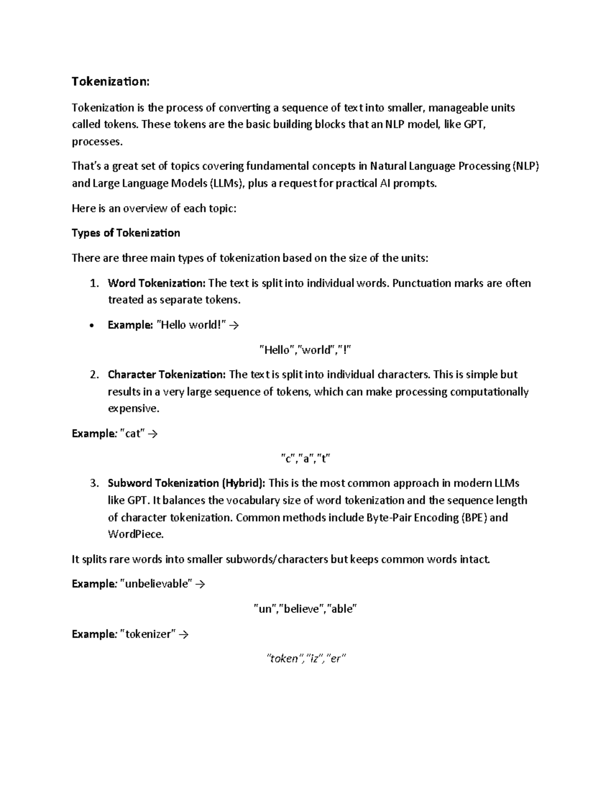 NLP Tokenization Overview: Types, Methods, and Applications - Studocu