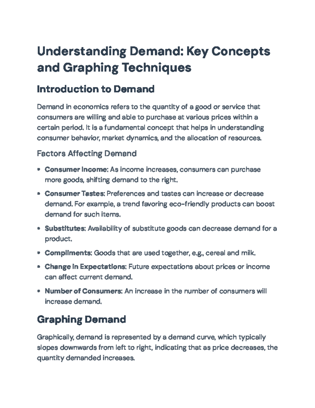 Understanding Demand: Key Concepts and Graphing Techniques (ECO 101 ...