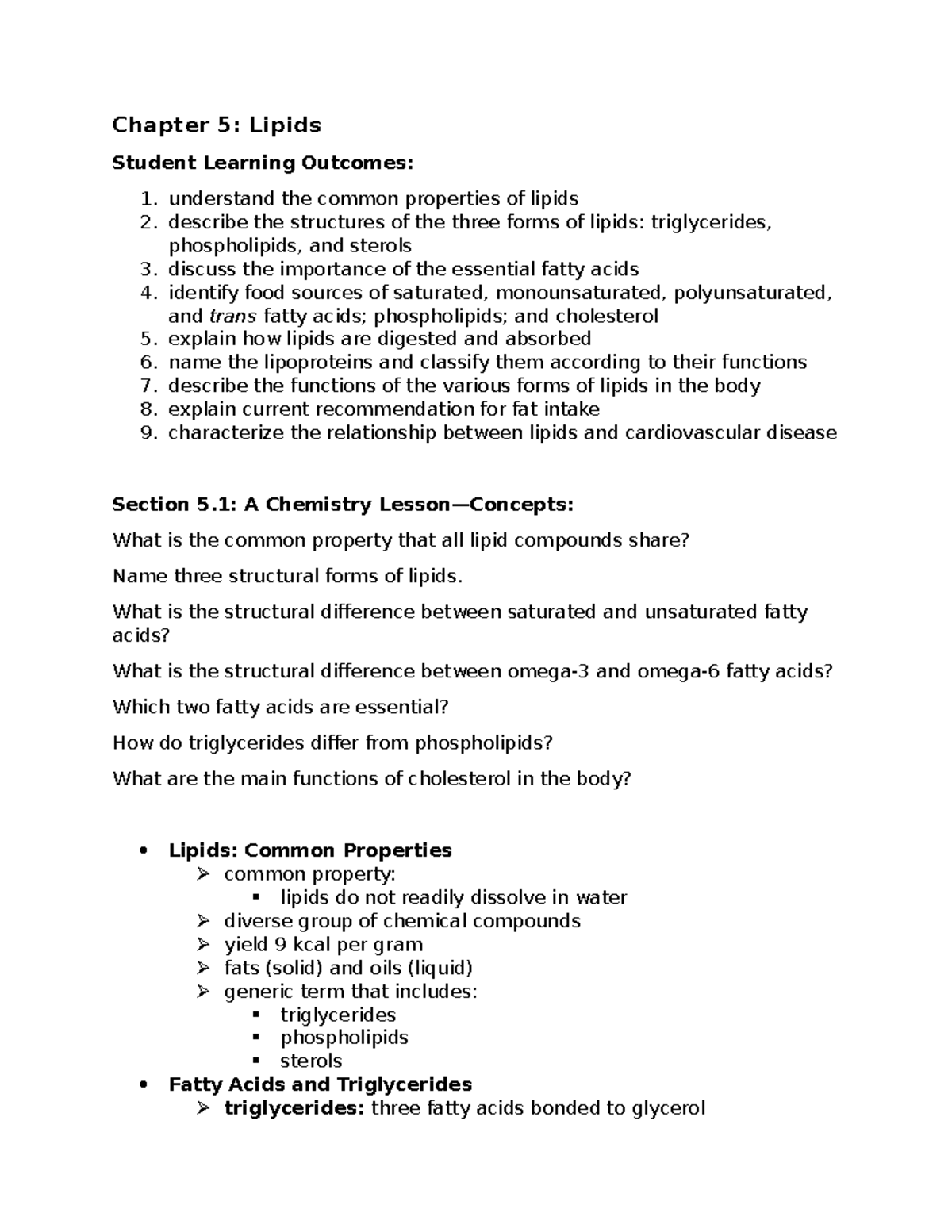 NTS Ch 5.1 - Lecture Notes on Lipids in Intro to Nutrition and Foods ...