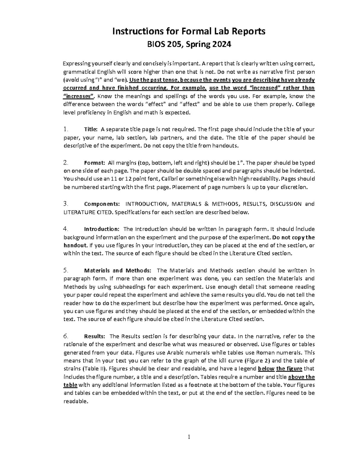 BIOS 205 Genetics Lab Report Format Guidelines - Spring 2024 - Studocu