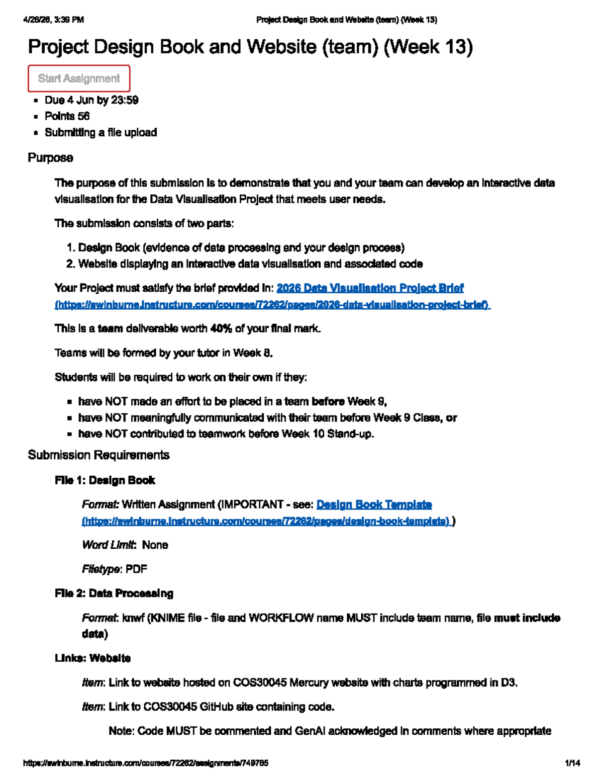COS30045 Project Design Book & Website (Team) - Week 13 Submission ...