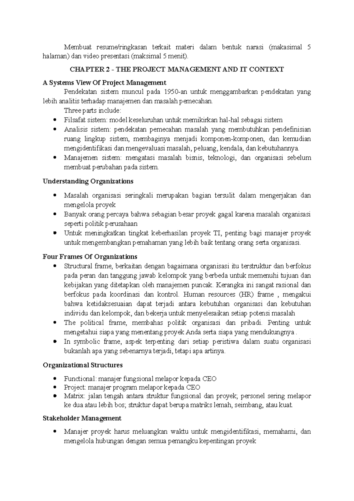 CHAPTER 2: Project Management and IT Context Overview - Studocu