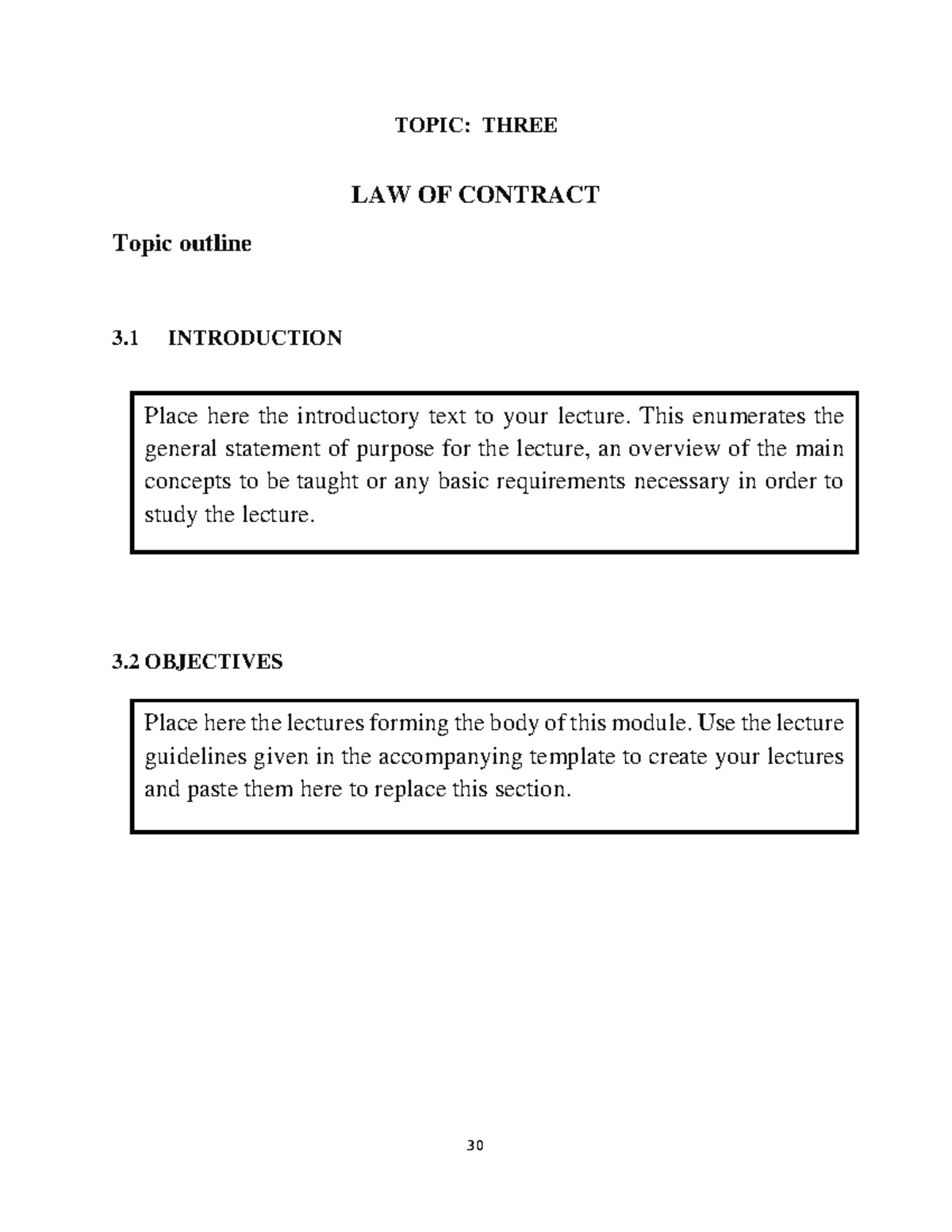 Topic 3 - LAW OF CONTRACT: Key Concepts and Principles - Studocu