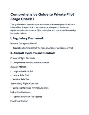 Private Pilot Stage Check 1 - Essential Study Flashcards - Studocu