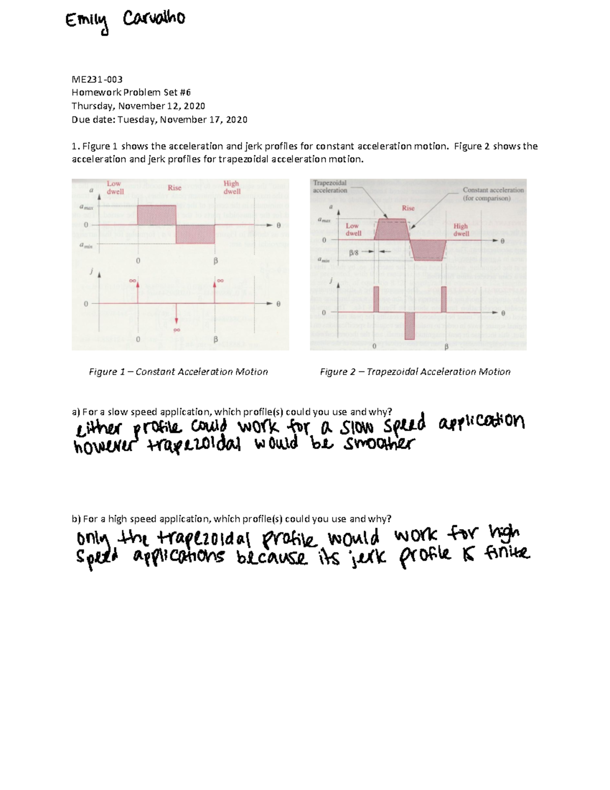 ME231 - Kinematics of Machinery Homework 6 Assignment - Studocu