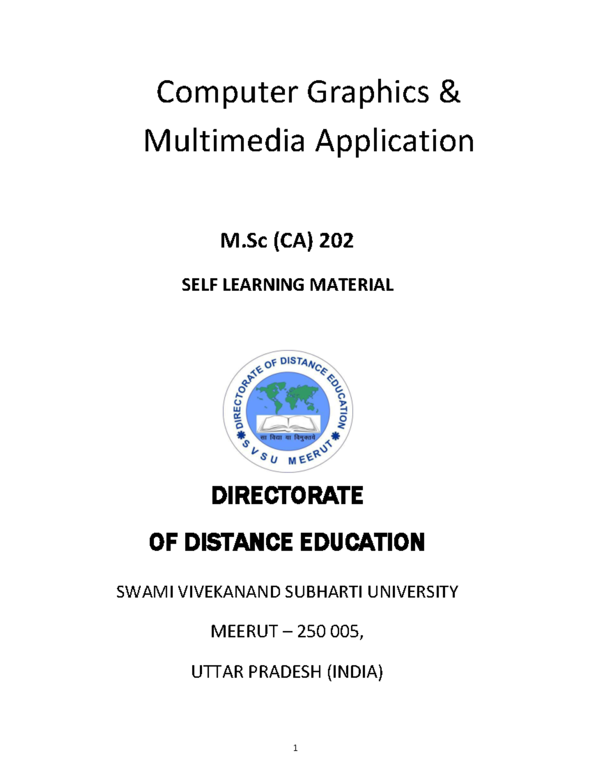 Computer Graphics & Multimedia Applications SLM (M.Sc. CA - 202) - Studocu