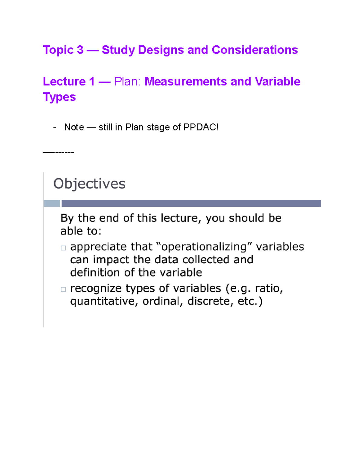 William Stats 2244B Topic 3: Study Designs & Variable Types Lecture ...
