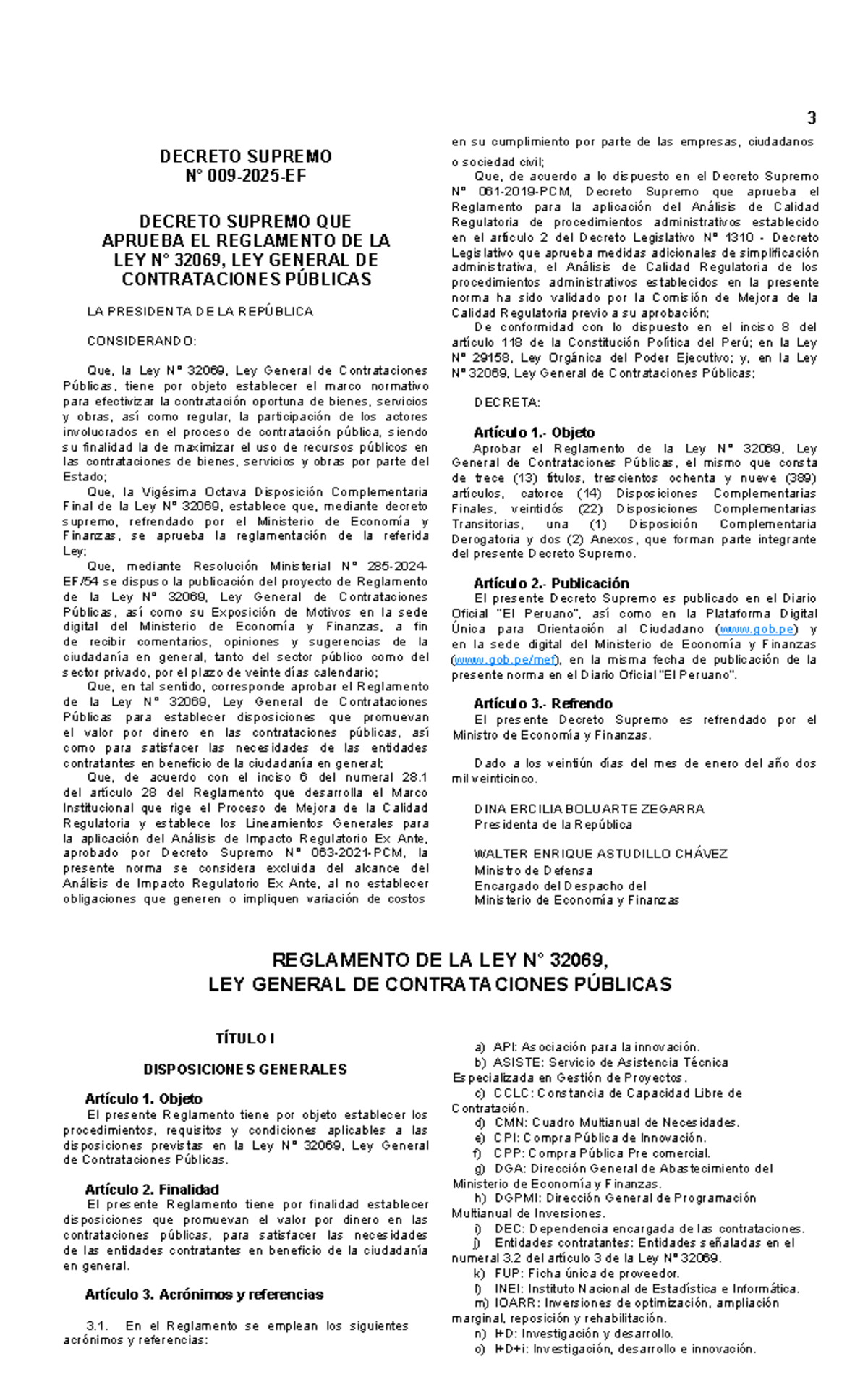 DS009 2025 EF: Reglamento de la Ley 32069 de Contrataciones Públicas ...