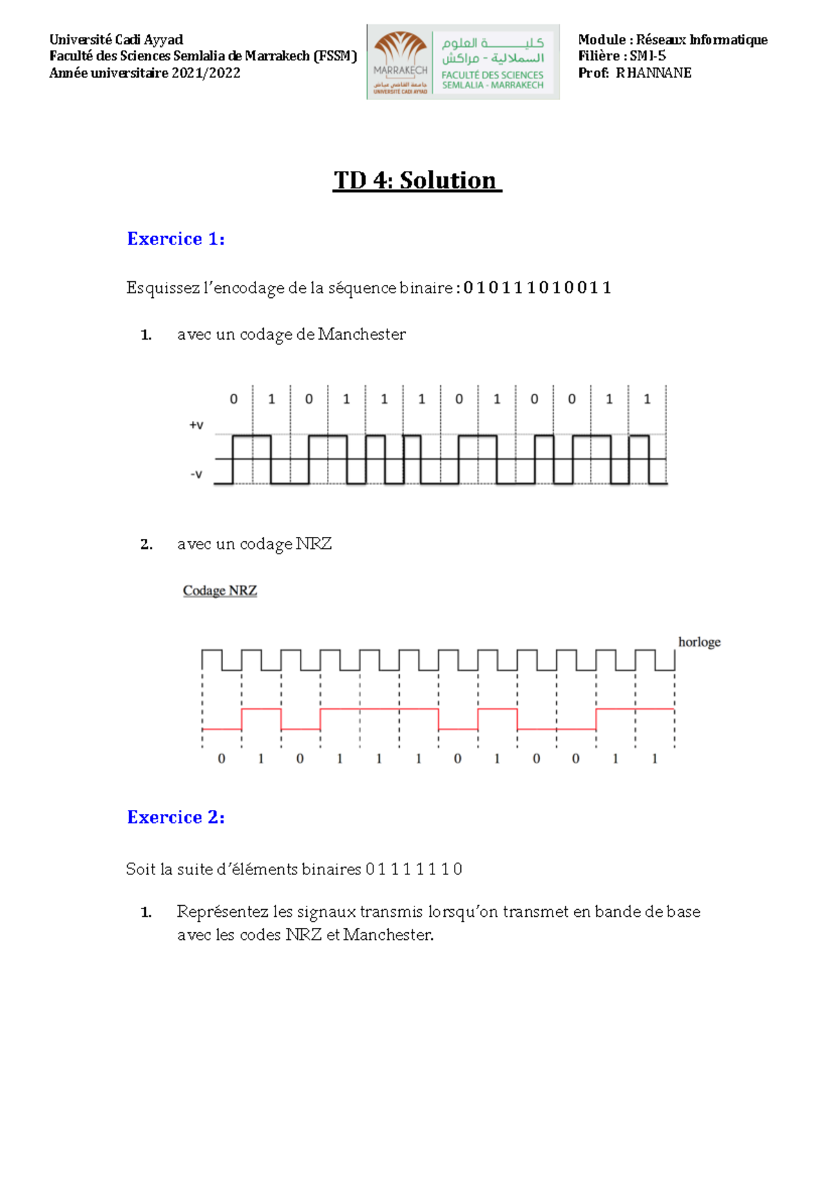 TD4 solution - Informatique 4 - Module : Réseaux Informatique Filière ...